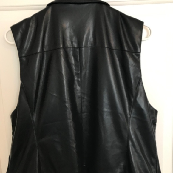 Christmas Bagatelle Faux-Leather Longline Vest Jacket Coat Size XL Black - Picture 5 of 8